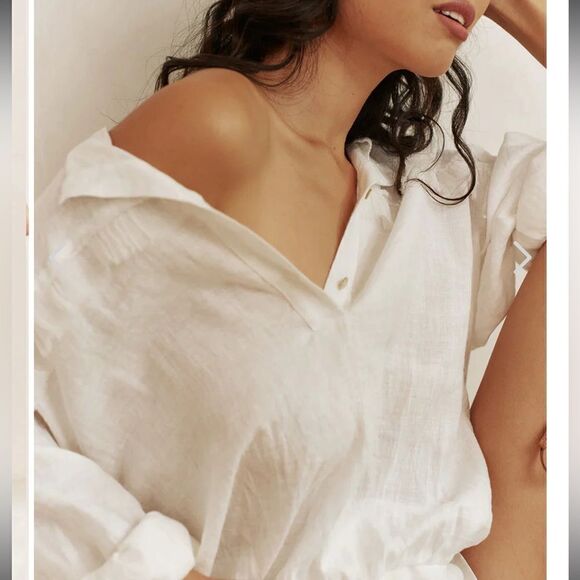 NWT Just Be Queen Thea Hoodie Top Linen Oyster White Small - Picture 3 of 14
